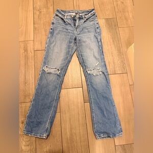 American Eagle Outfitters Womens Light Blue Distressed 90's Bootcut Leg Jeans